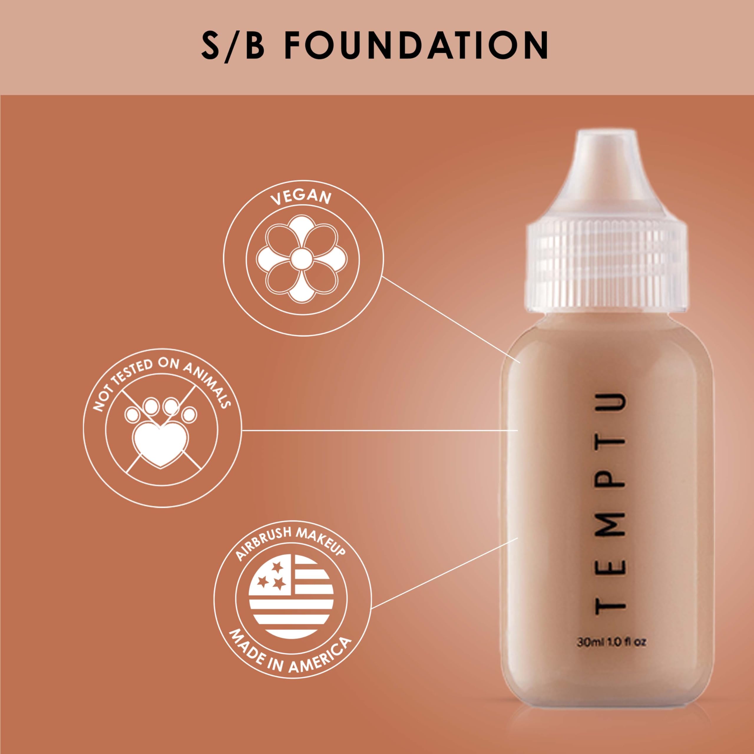 Silicon Based 001 Porcelain 4oz. Temptu S/B Foundation Bottle